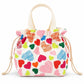 Printed Drawstring Lunch Tote with Top Handles
