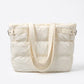 Oversized Puffer Tote Bag with Long Shoulder Straps and Side Buckle Details 13.5x14x4.5in