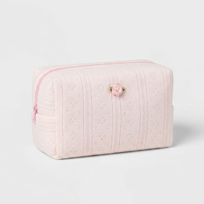 Knit Makeup Bag Large Capacity Cosmetic Pouch Travel Toiletry Organizer