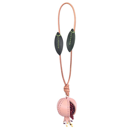 Pomegranate Bag Charm with Leaf Details and Loop Strap