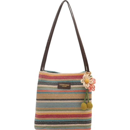 Woven Polyester Tote Bag with Magnetic Closure and Long Shoulder Straps
