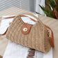 Woven Straw Crossbody Bag with Top Handle Adjustable Strap Crochet Handbag