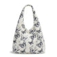 Butterfly Print Hobo Tote Bag with Lace Texture and Shoulder Handle