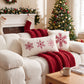 Christmas Plush Textured Lumbar Pillow Cover Gingerbread Snowflake Holiday Decor for Sofa Bed