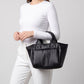 Padded Puffer Tote Bag with Rounded Top Handles and Exterior Front Pocket 13x6.5x4in
