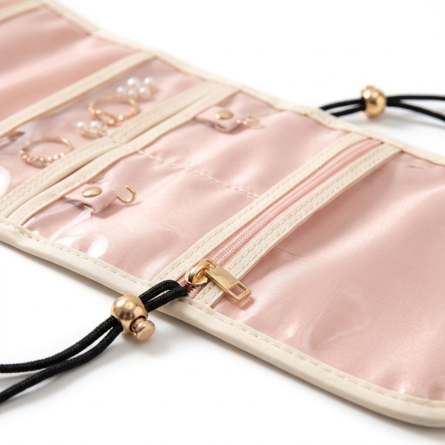 Hanging Travel Jewelry Organizer with Clear Zippered Pockets