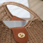 Woven Straw Crossbody Bag with Top Handle Adjustable Strap Crochet Handbag