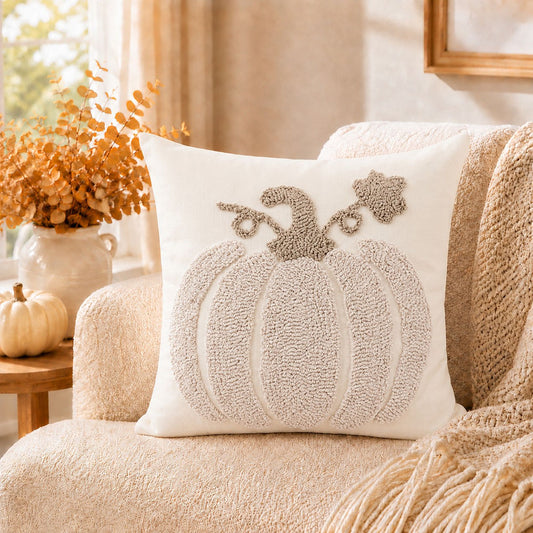 Tufted Pumpkin Throw Pillow Cover for Fall and Thanksgiving Decor