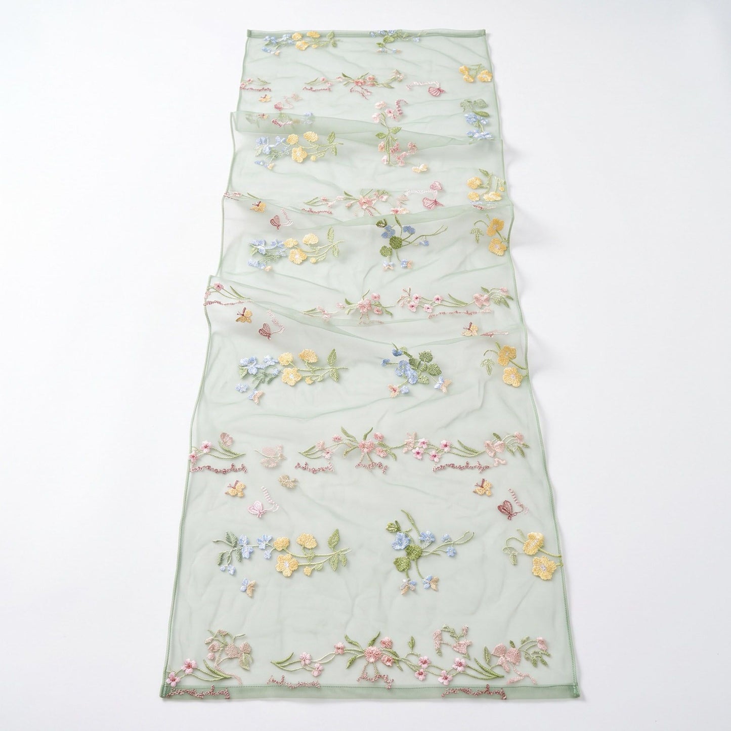 Sheer Floral Embroidered Table Runner 29.5x70.9in
