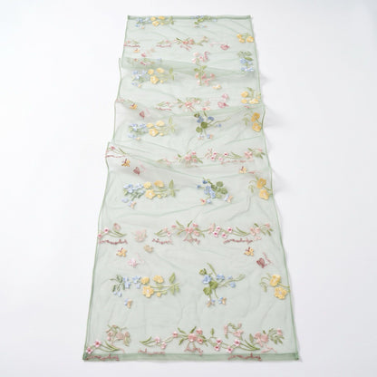 Sheer Floral Embroidered Table Runner 29.5x70.9in
