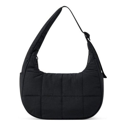 Quilted Nylon Hobo Shoulder Bag with Adjustable Strap and Multiple Pockets