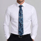 Men's Floral Pattern Tie Gift Set with Matching Pocket Square Cufflinks and Silver Tie Clip