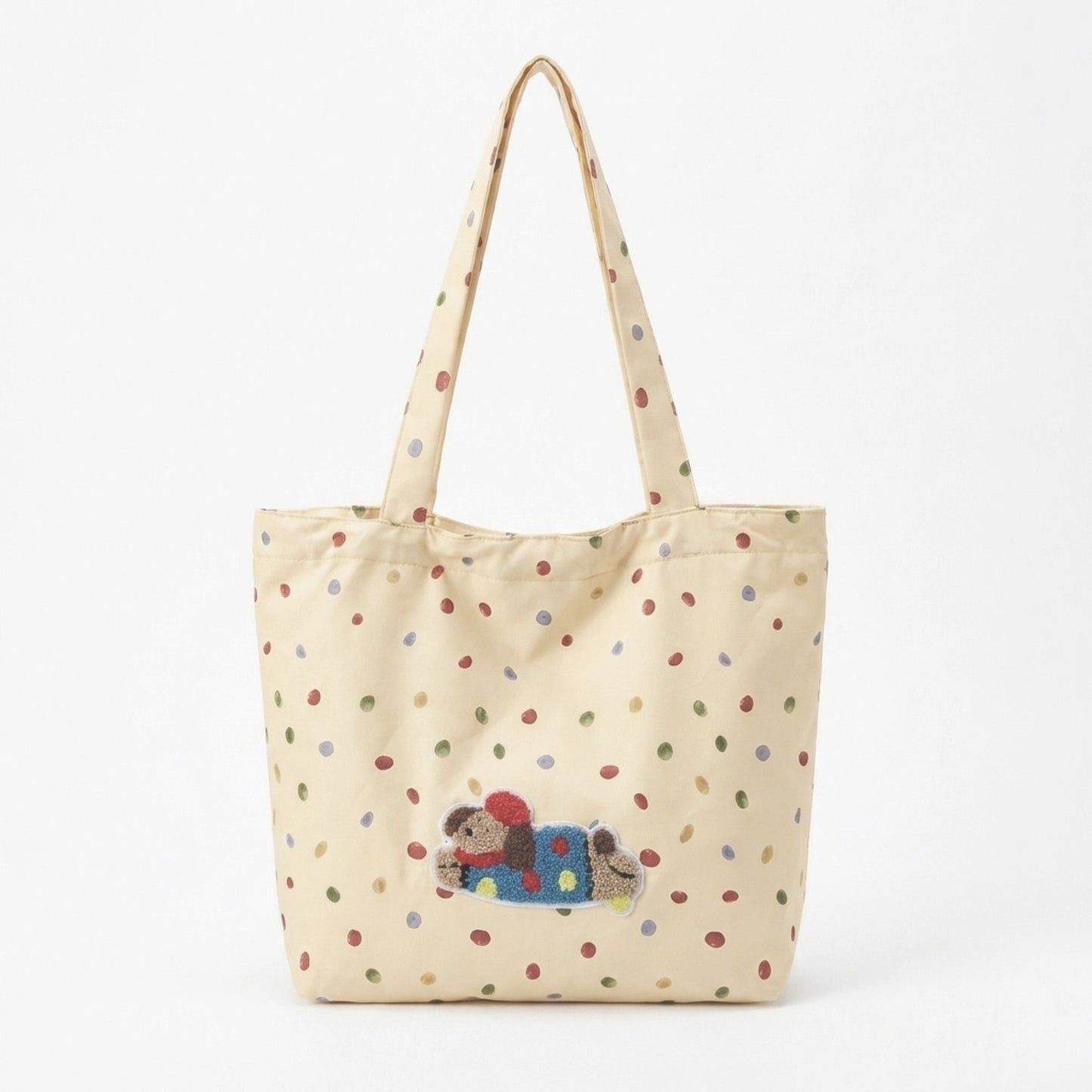 Polka Dot Tote Bag Shoulder Bag with Interior Zipper Pocket