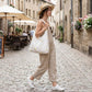 Embroidered Floral Hobo Tote Bag with Shoulder Handle