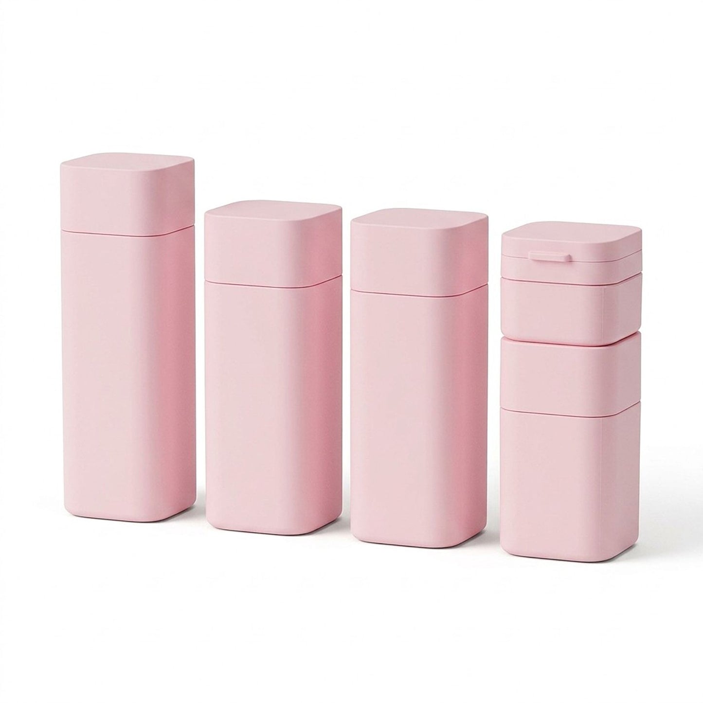 Travel Toiletry Bottle and Jar Set with Zippered Pouch