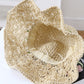 Hand - Crocheted Straw Sun Hat with Floral Accents