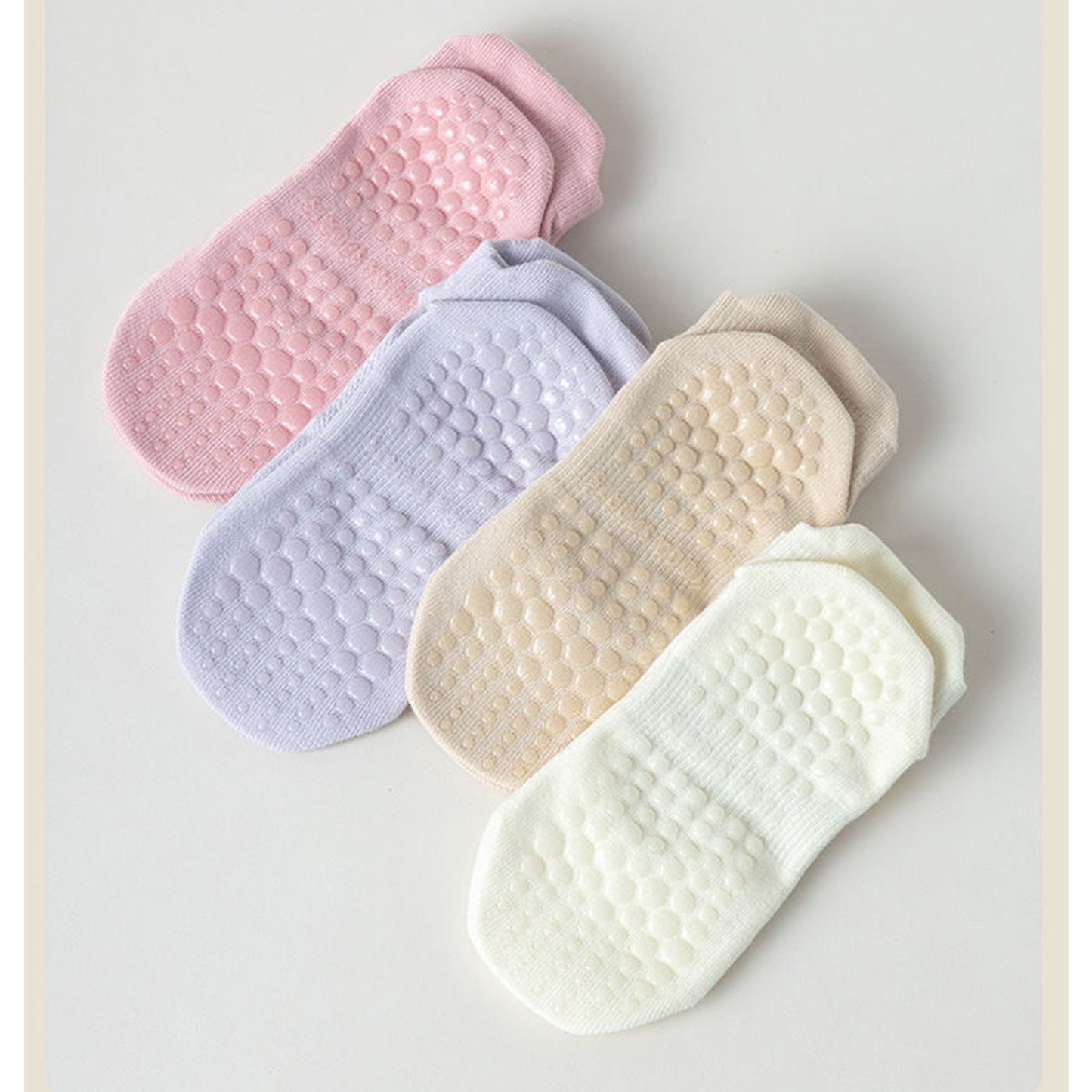 4 Pairs Non-Slip Yoga Socks Soft Cotton Grip Sole Low-Cut Design with Arch Ventilation for Pilates Barre