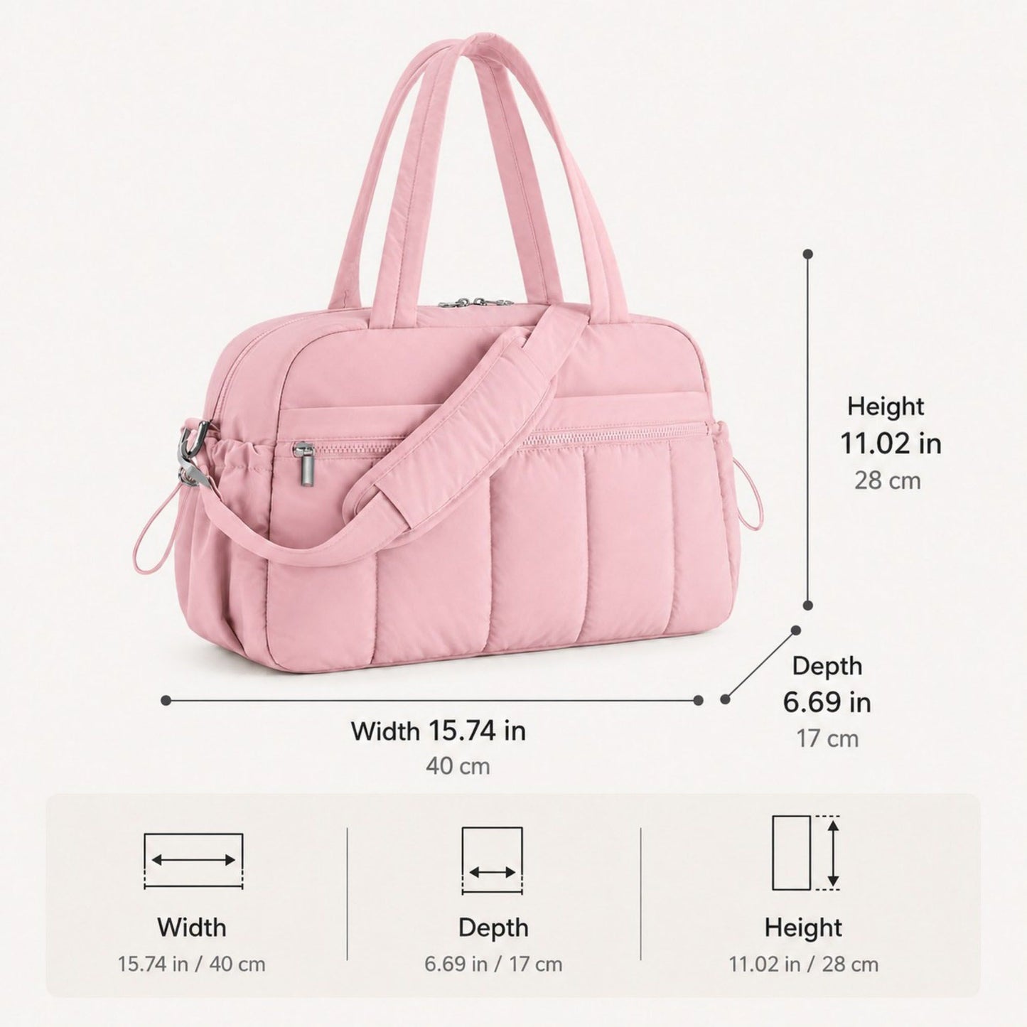 Nylon Travel Tote Gym Bag with Pockets and Shoulder Handles