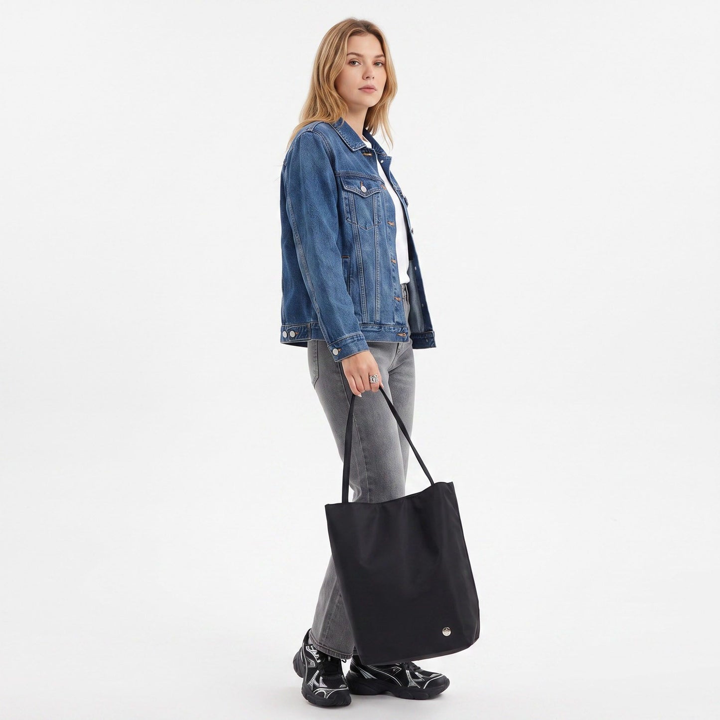 Lightweight Nylon Shoulder Tote Bag Large Capacity Casual Carryall Everyday