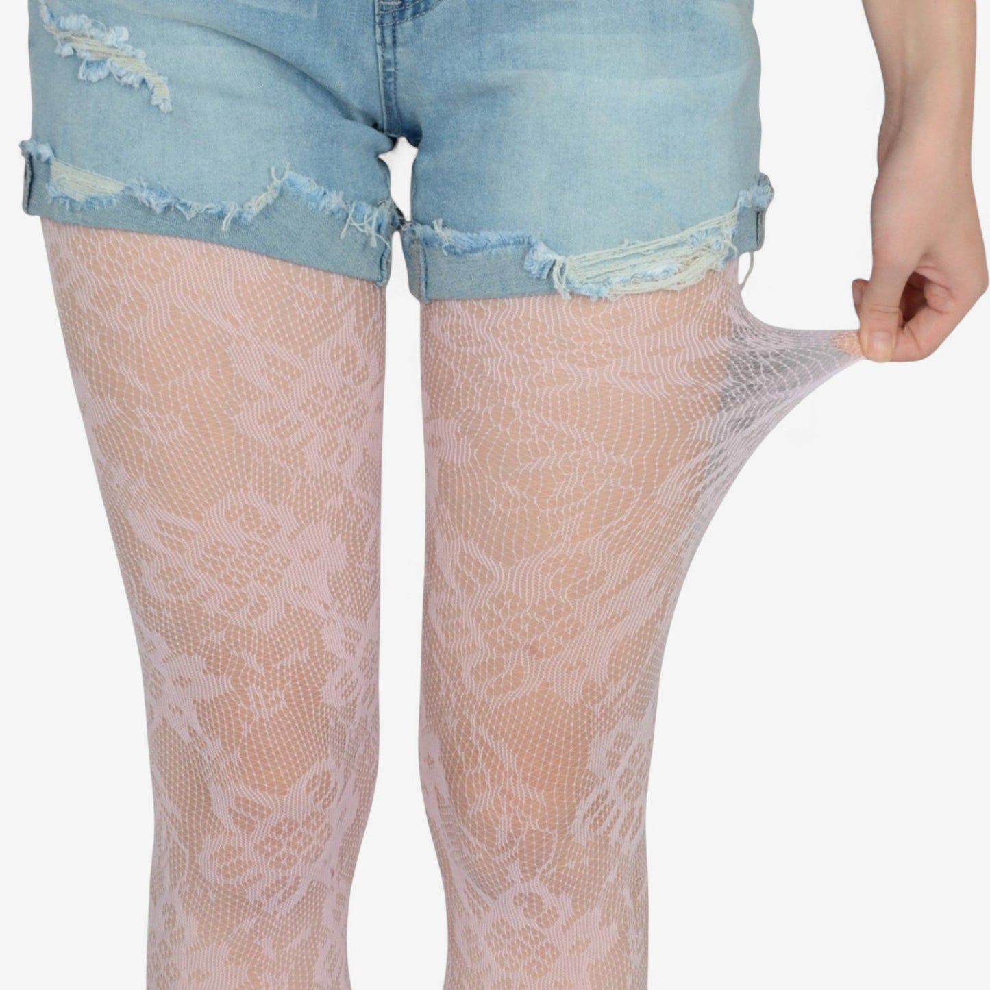 2-Pair Floral Lace Pattern Sheer Tights with Stretch Fit Suitable Height 5'1-5'8