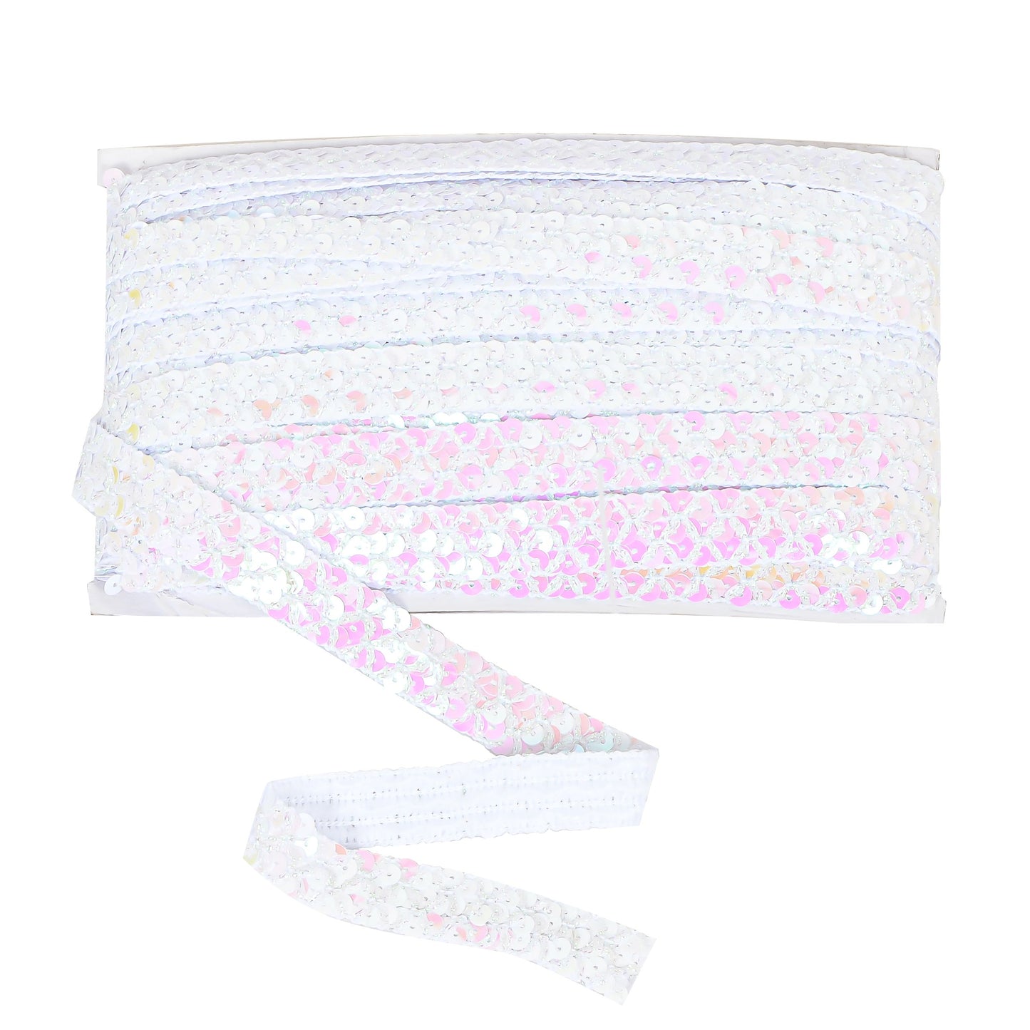 Sewing Sequin Trim 0.9 Inch 4 Row, 25 Yards Glitter Sequin Ribbon Metallic Stretch Bling Strip DIY Craft Decoration