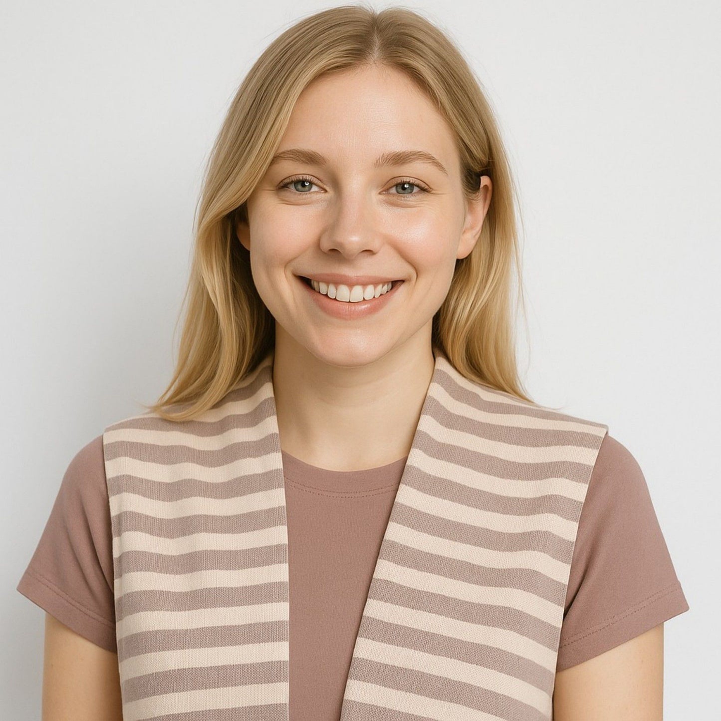 Striped Knit Shoulder Sweater Accessory with Soft Lightweight Fabric 33.5x9.8 inches