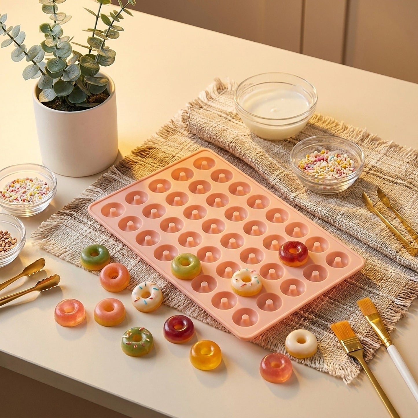 Mini Donut Silicone Baking Mold Set of 3 Nonstick Tray for Home Baking Treats