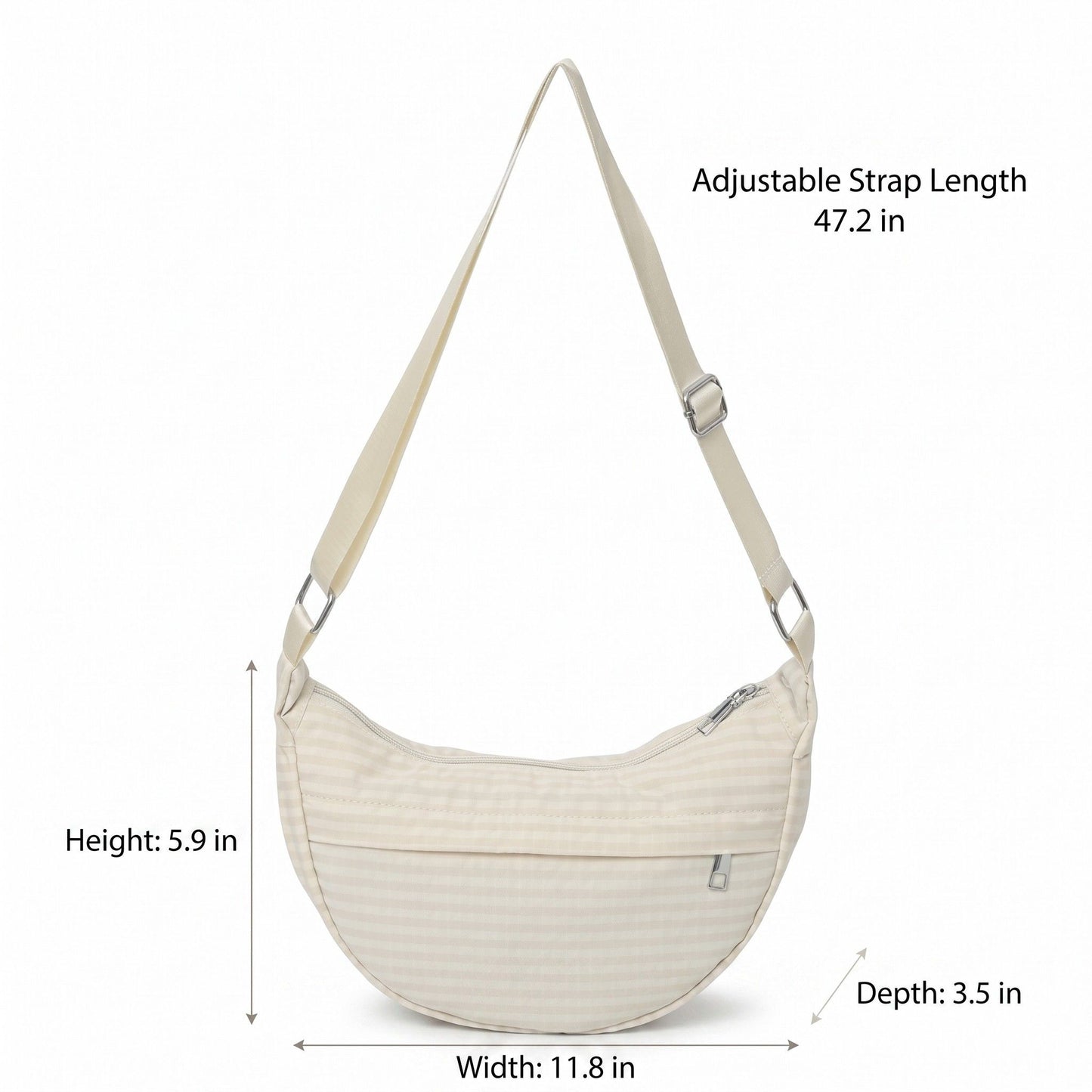 Plaid Nylon Crescent Shoulder Bags with Adjustable Strap Lightweight Casual Crossbody Bag