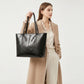 Crocodile Embossed Tote Bag Large Shoulder Handbag with Zipper Closure
