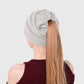 Ponytail Beanie Hats - Acrylic Knit Stretchable Messy Bun Skull Cap for Winter & Casual Wear