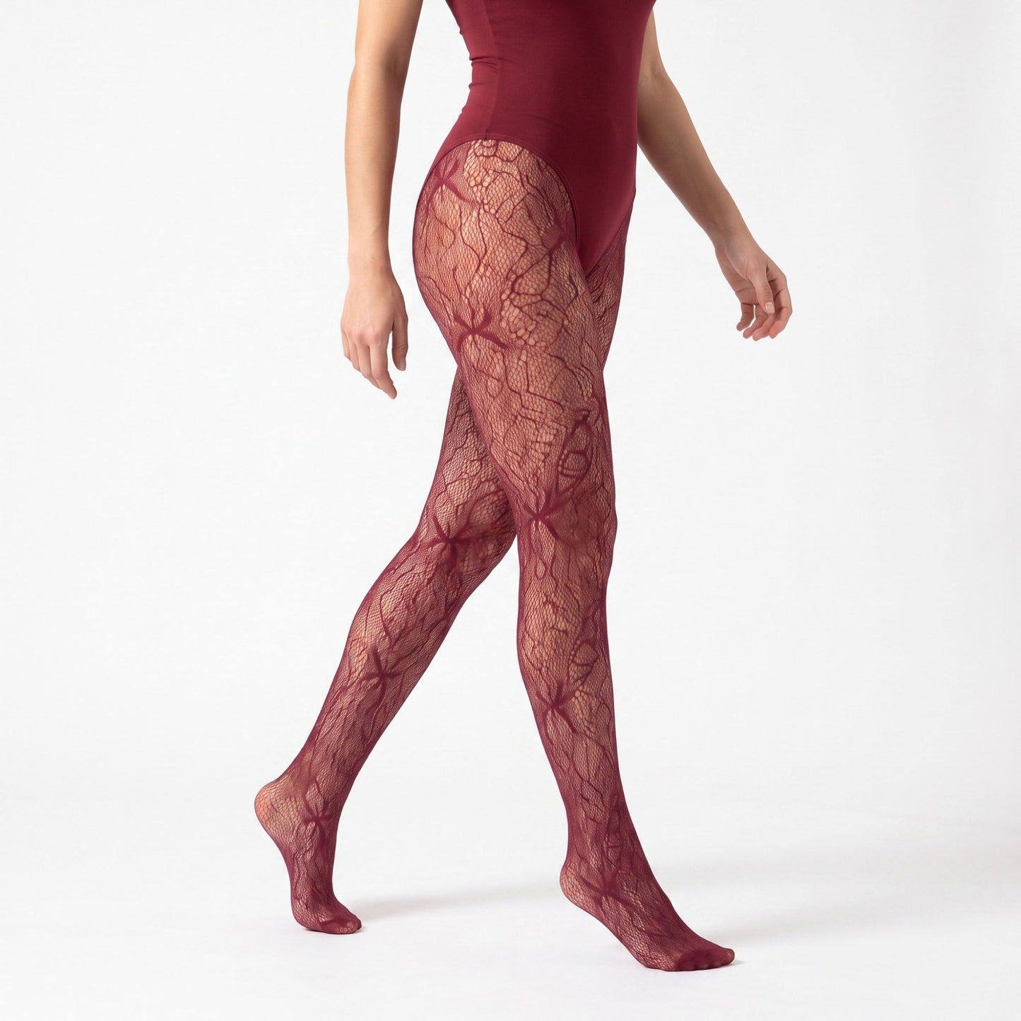 2-Piece Floral Lace Fishnet Tights