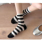 4 Pairs Crew Socks with Black and White Patterns Soft Cotton Texture Heart and Stripe for Flats and Dress Shoes