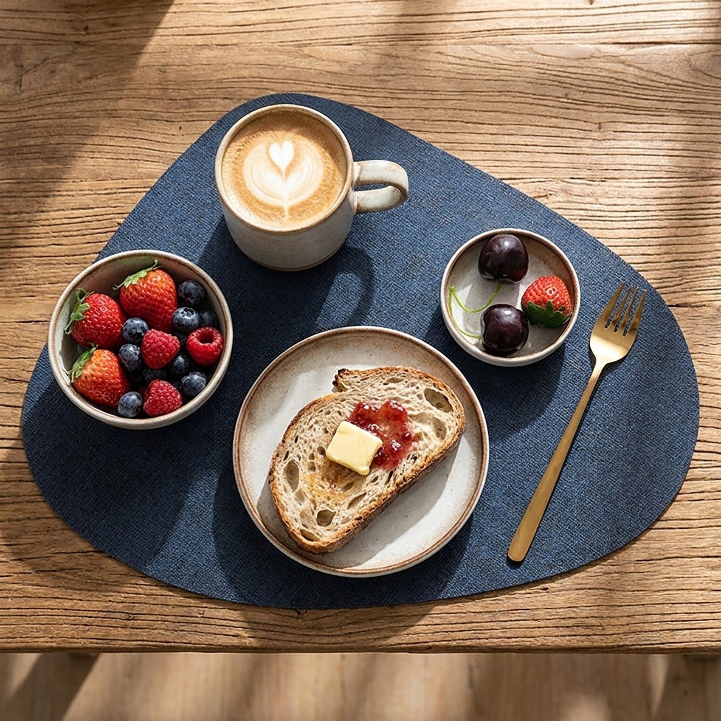 6 Piece Faux Linen Textured Placemat Set Waterproof Heat Resistant Irregular Table Mats
