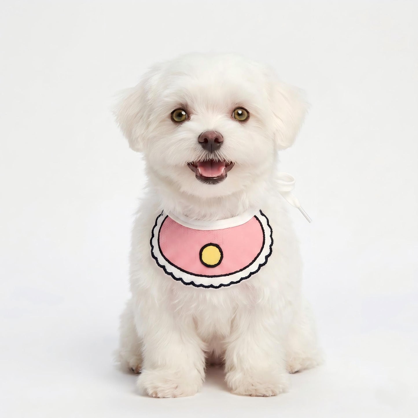 Pet Bib Collar Soft Adjustable Knit Bandana with Colorful Embroidered Design for Cats and Dogs