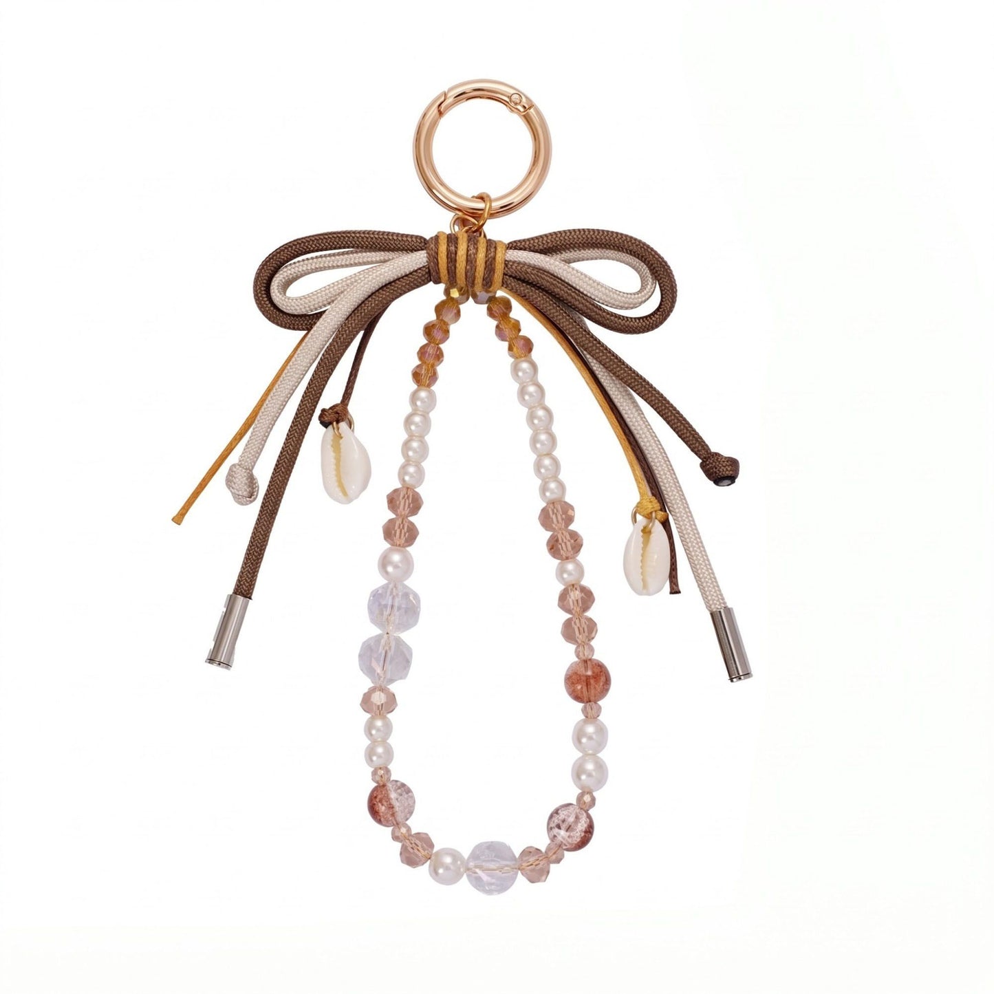 Beaded Bow Seashell Bag Charm Keychain
