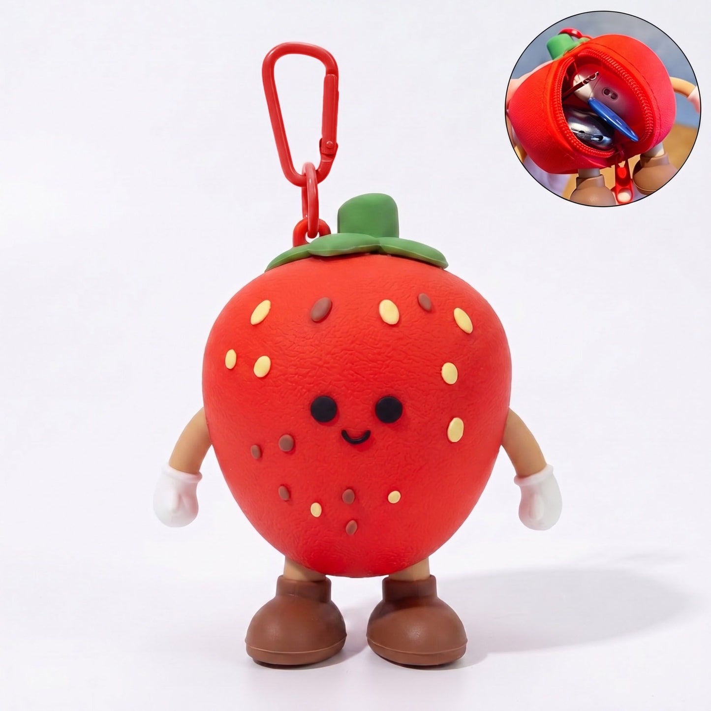 2-Piece Womens Pouch Bag Charm with Hanging Clip and Zipper Closure