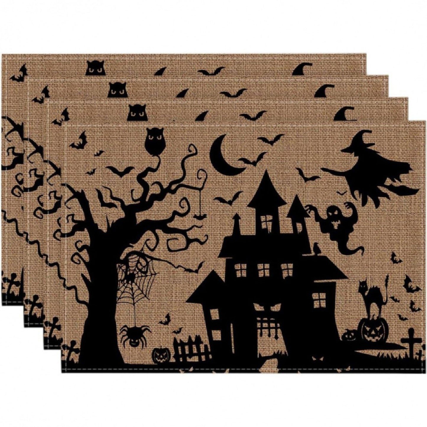 Halloween Ghost Pumpkin Skeleton Placemat Set of 4