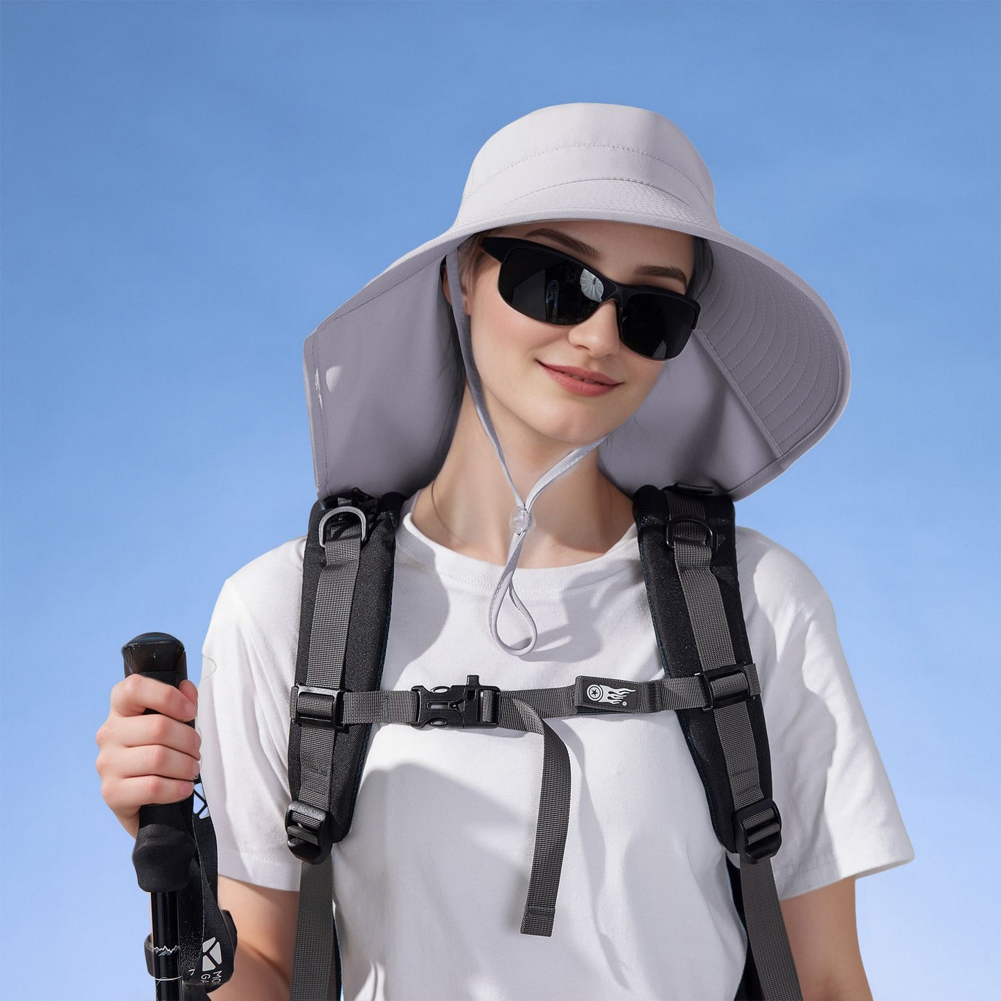 Women Ponytail Sun Hat Wide Brim Sun Hat with Flap Packable Adjustable Summer Beach Hat