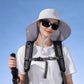 Women Ponytail Sun Hat Wide Brim Sun Hat with Flap Packable Adjustable Summer Beach Hat
