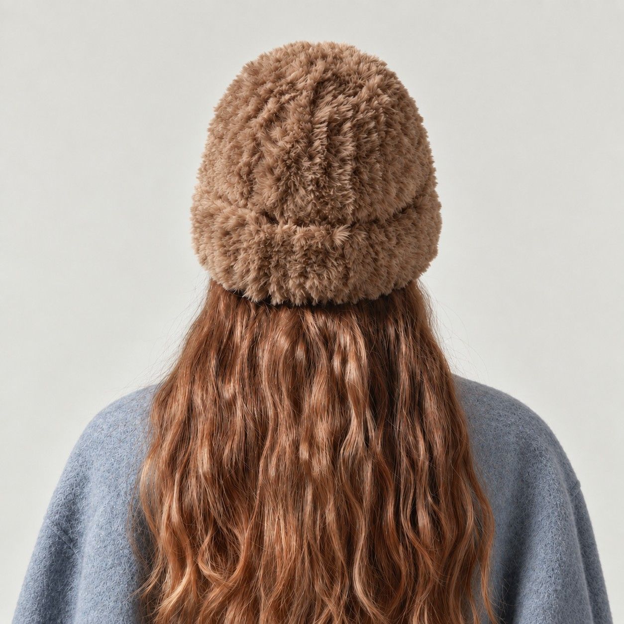 Fuzzy Knit Beanie Hat Soft Plush Cuffed Winter Cold Weather Cap