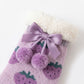 Fuzzy Strawberry Bow Crew Socks  US 5-10.5