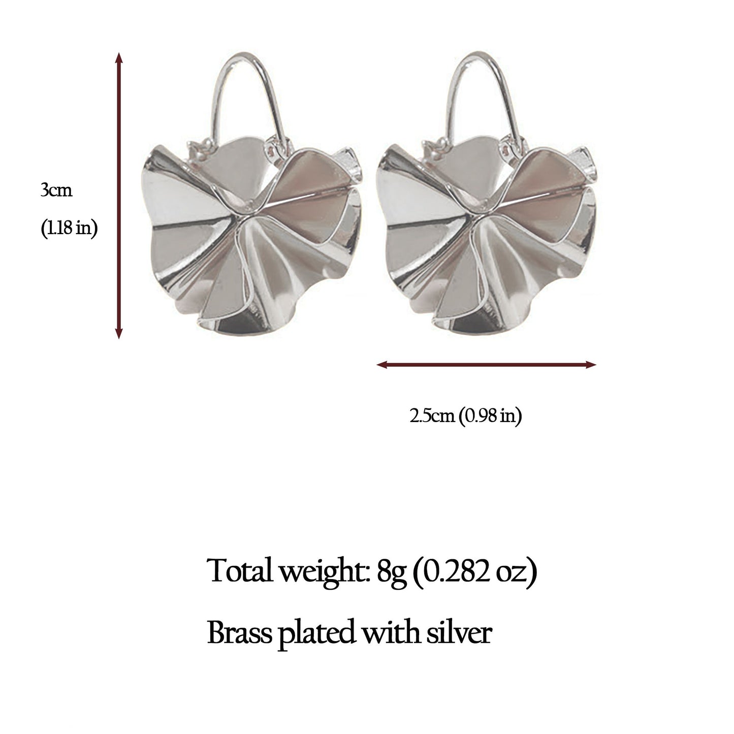 Artistic Pleated Drop Earrings - Brass Statement Earrings
