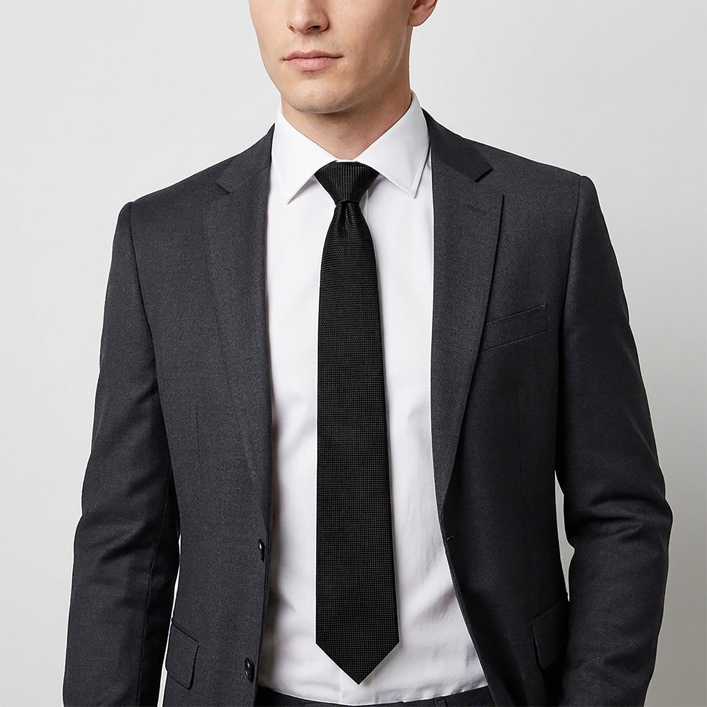 Men's Micro Dot Texture Tie Fine Woven Pattern Necktie Subtle Solid Look 57 Inch Length 3.1 Inch Width Formal Business Accessory