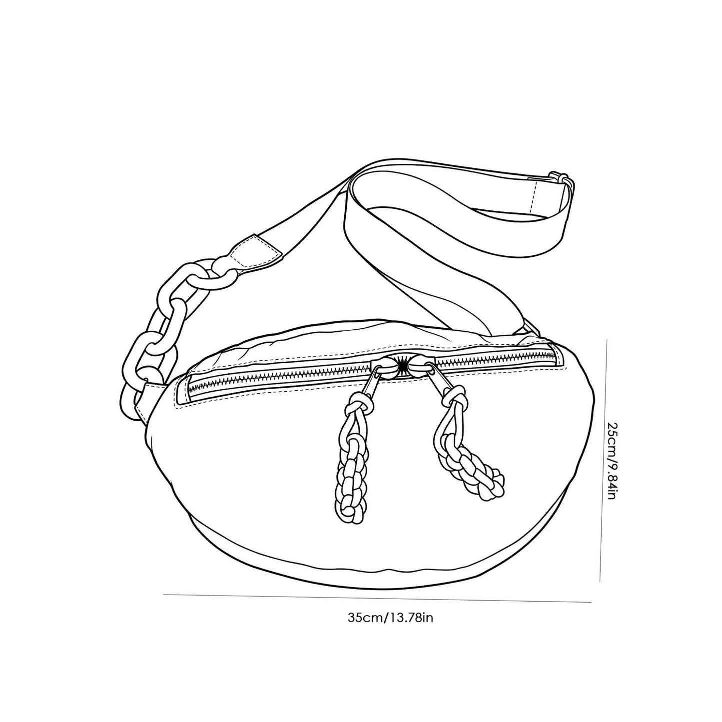 Crossbody Belt Bag with Chain Detail and Adjustable Strap