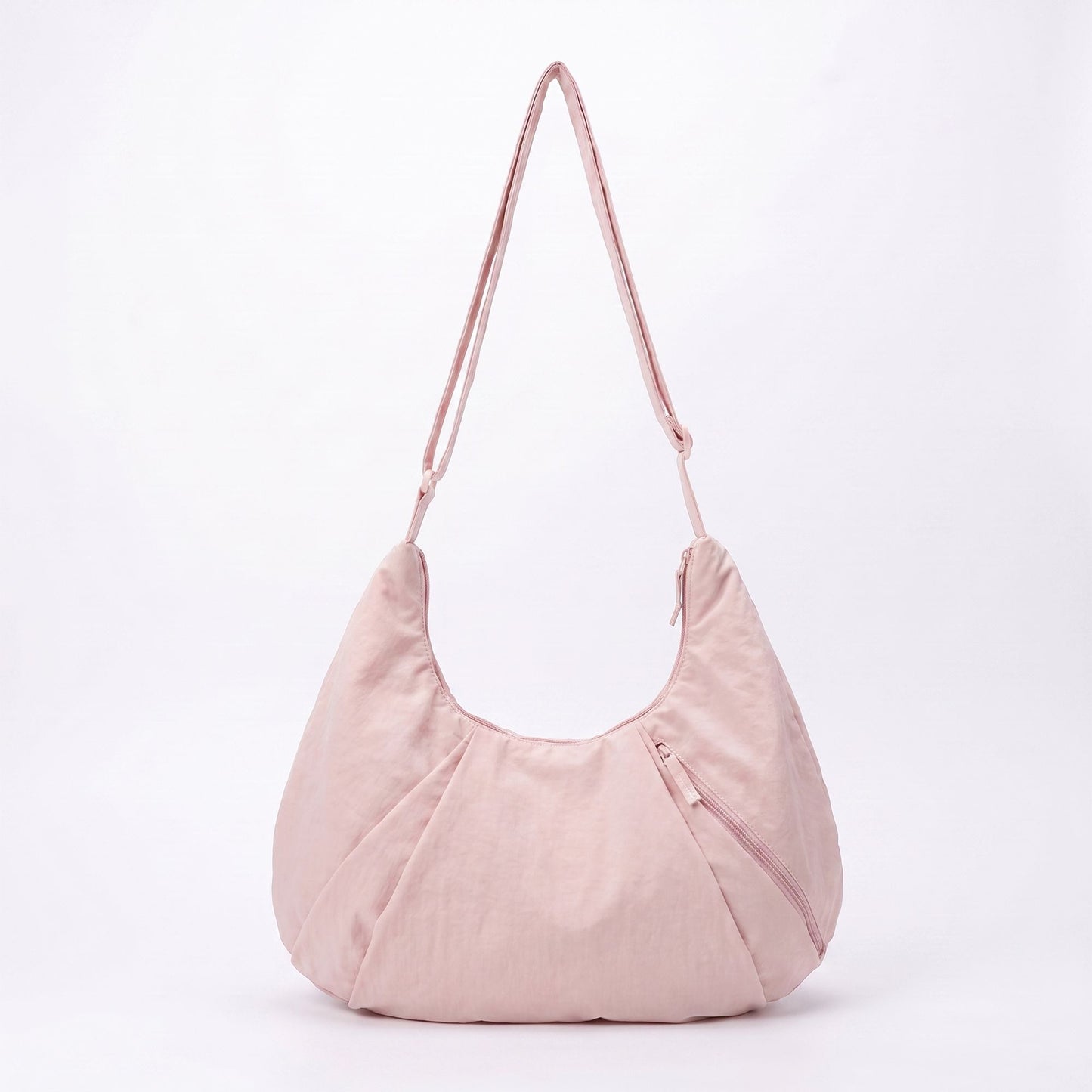 Soft Crescent Hobo Shoulder Bag with Adjustable Strap and Zipper Pockets