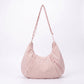 Soft Crescent Hobo Shoulder Bag with Adjustable Strap and Zipper Pockets