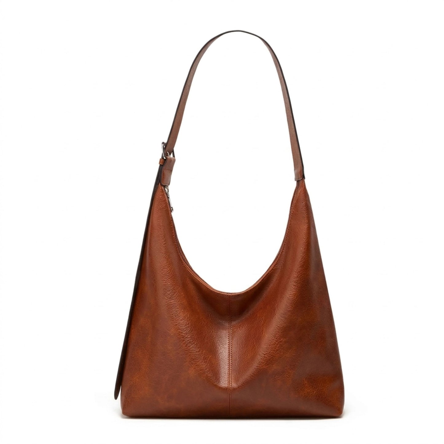 Faux Leather Hobo Shoulder Bag with Adjustable Strap and Roomy Pockets