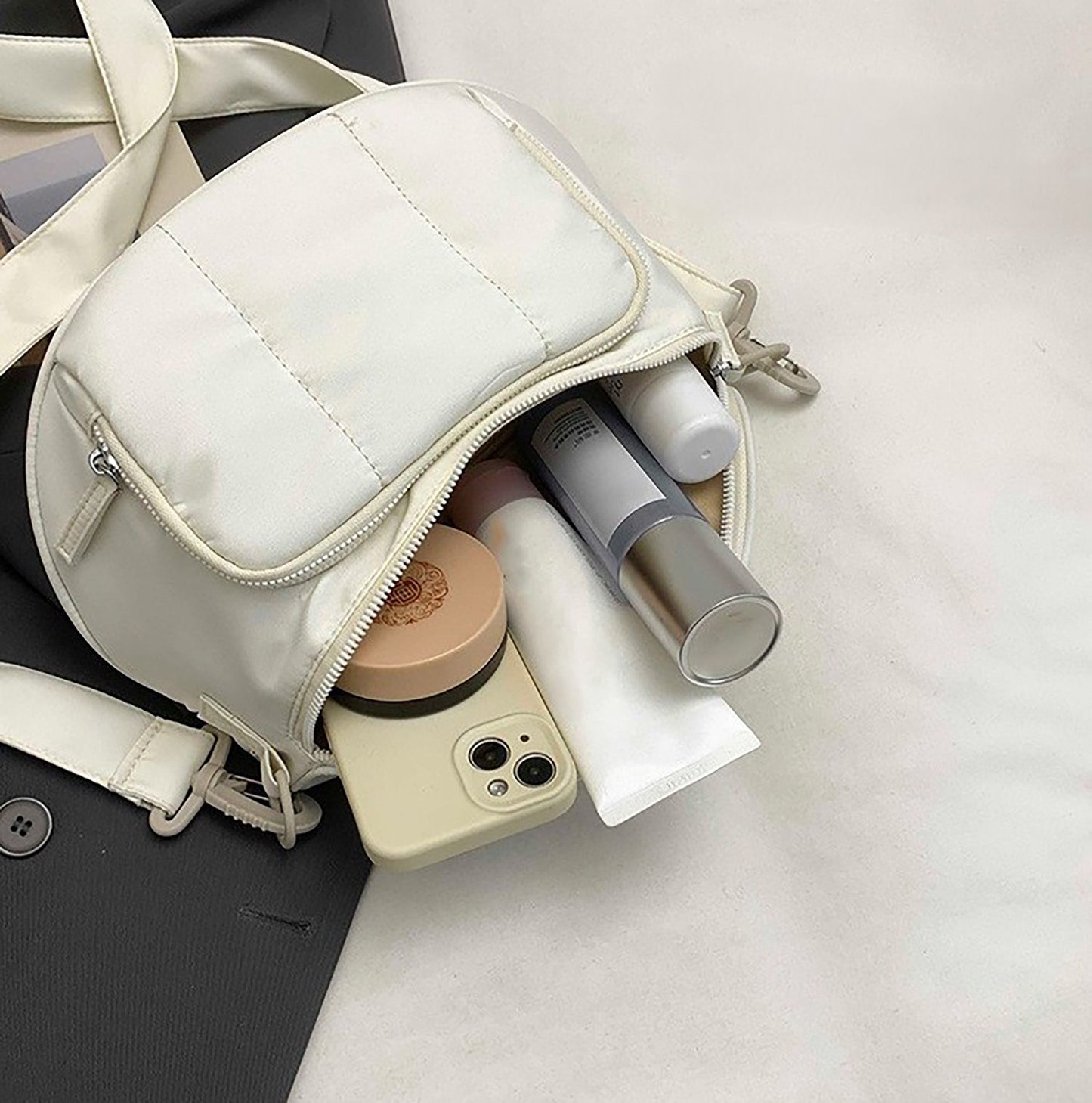 Crossbody Shoulder Bag with Multiple Zip Pockets and Adjustable Strap