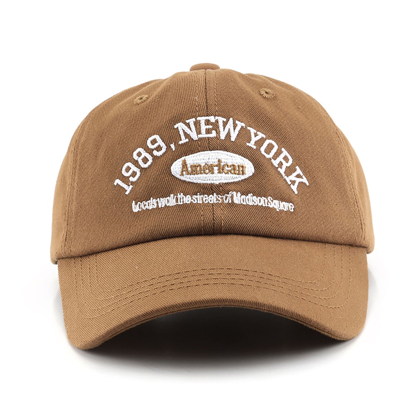 Cotton Baseball Cap with Embroidered Lettering Adjustable Strap Back