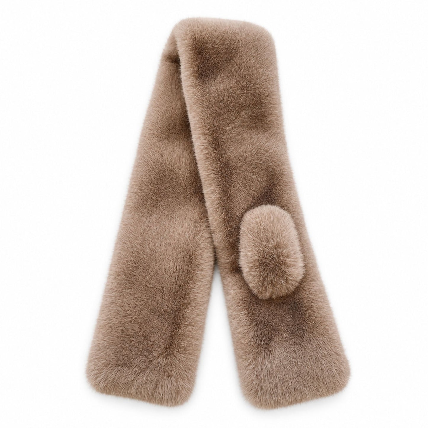 Soft Plush Faux Fur Scarf with Pull Through Design Winter Neck Wrap 31.5*4.7 Inches